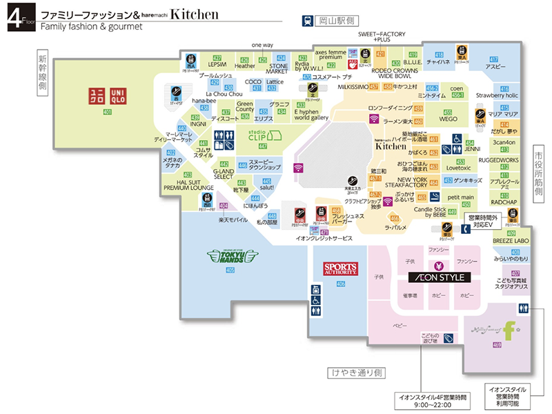 イオンモール岡山４Fマップ