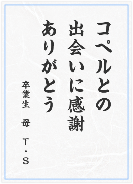 コペルとの　出会いに感謝　ありがとう